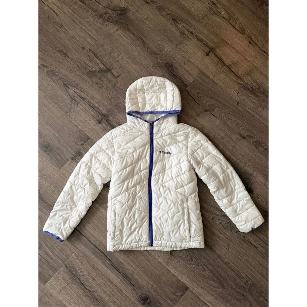 Columbia  Girls' Powder Lite Puffer white /purple size 10/12